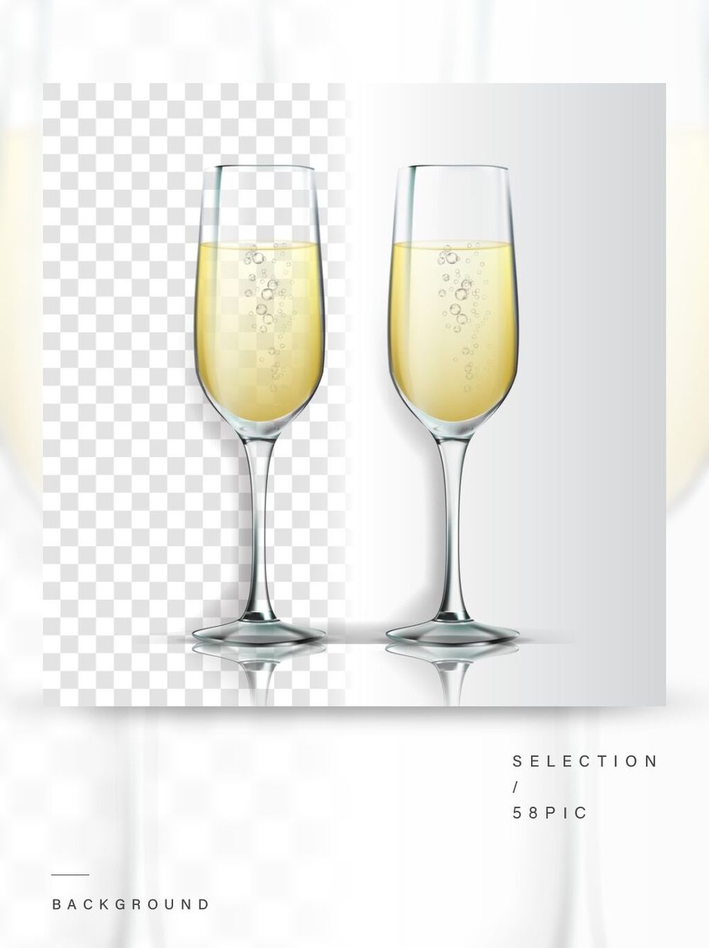 现实的玻璃与波光粼粼的香槟矢量香槟是白葡萄酒产品与透明度网格背景上孤立的泡沫的水晶豪华典雅酒精饮料3d插图现实的玻璃与波光粼粼的香槟矢量